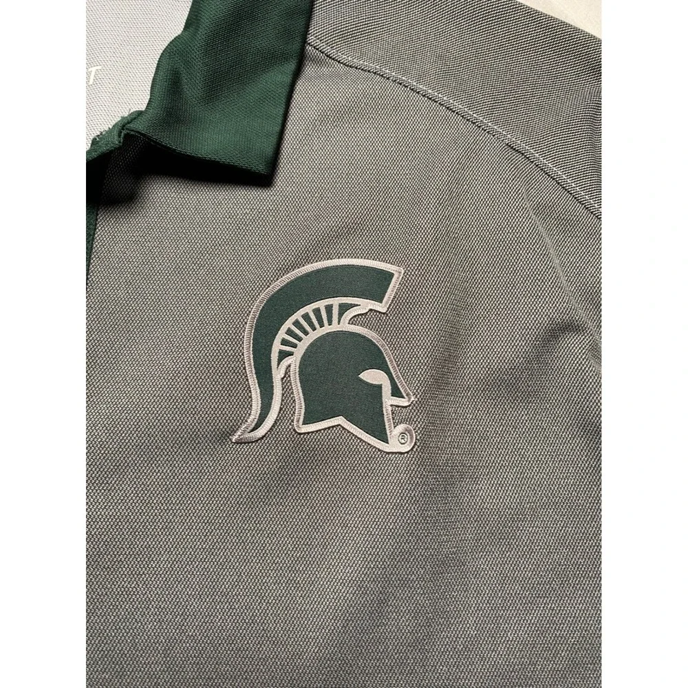 Nike Dri-FIT Michigan State Spartans Polo Shirt Grey Green Mens Large SP16KUB